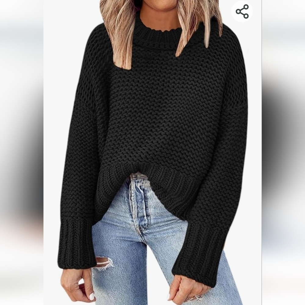 Nwt Deep Self Crewneck Chunky Knit Long Sleeves Sweater Pullover